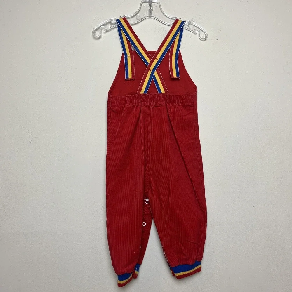Vintage Health-Tex Airplane Toddler Corduroy Red Overalls Petit‎ Pilot 24 Months